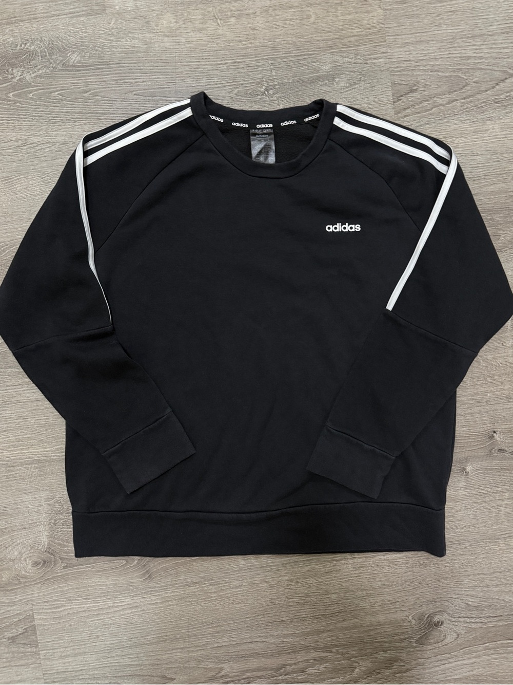 adidas Black Crewneck Sweatshirt with White Stripes